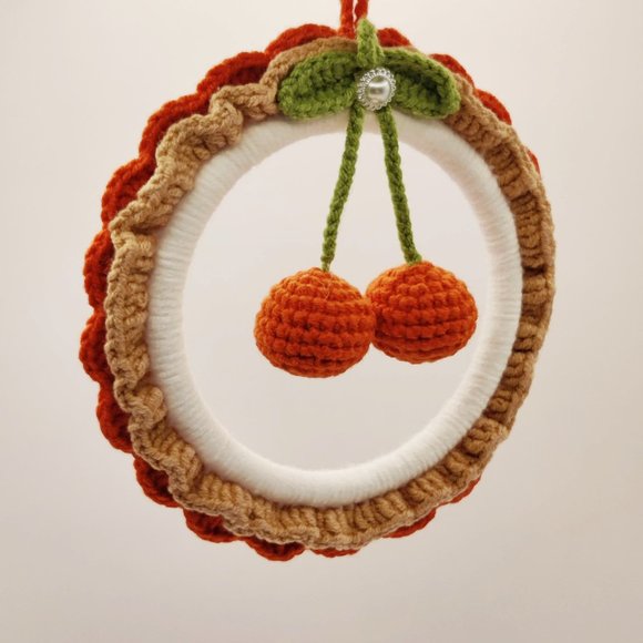 Handmade Amigurumi Crochet Tangerine Christmas Tree and Car Hanging Ornament - Picture 7 of 8